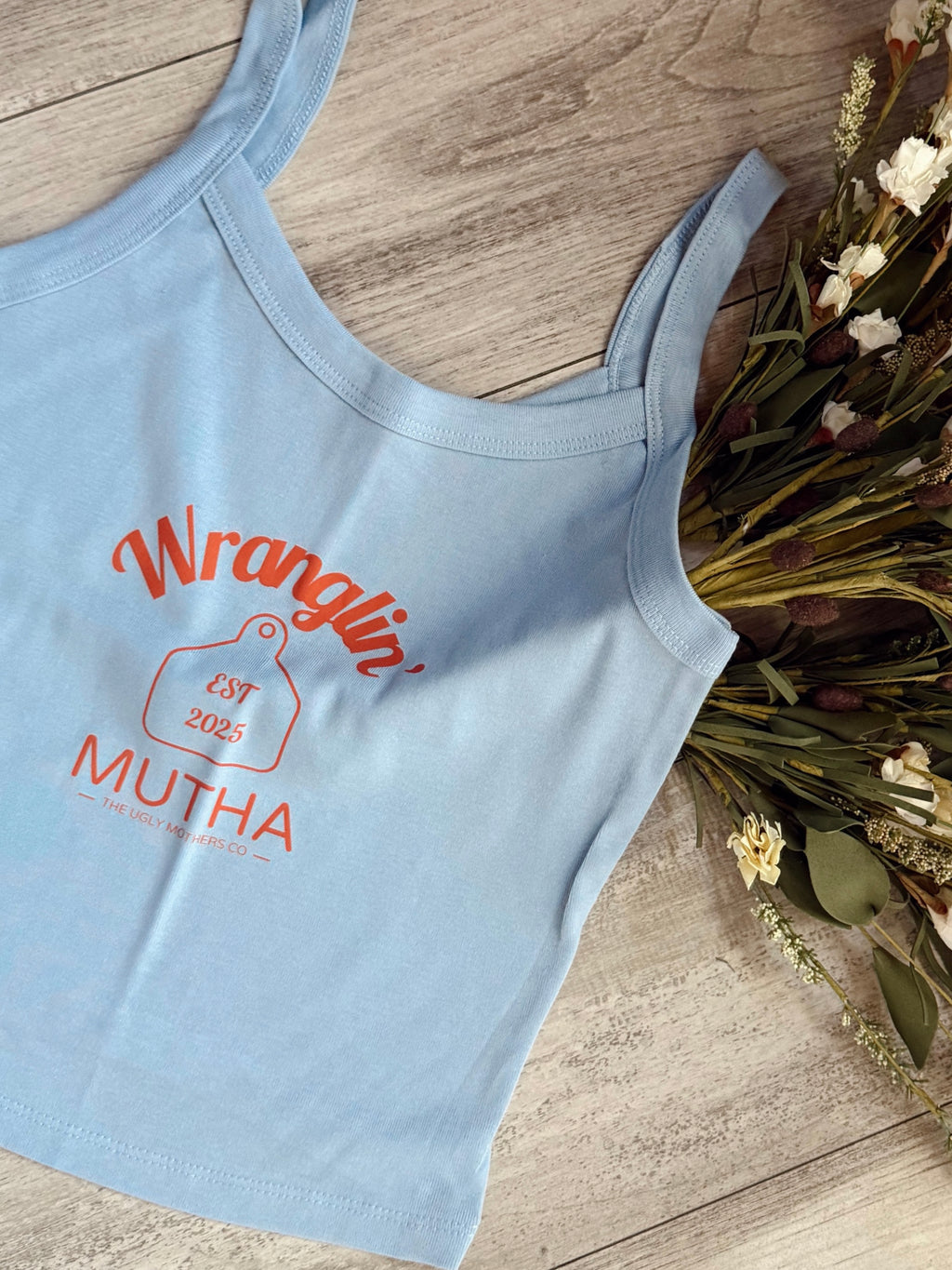 Wranglin' Mutha Cow tag Tank Top